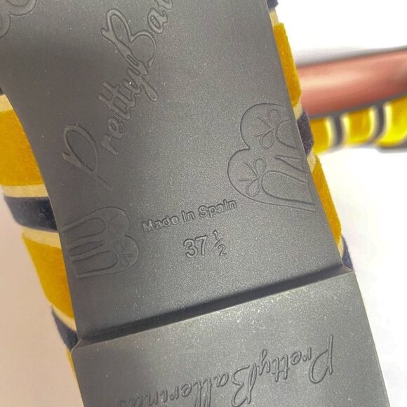 NEW Pretty Ballerinas Striped Yellow Black Round toe Velvet Ballet  Flats 37.5 - Picture 9 of 9